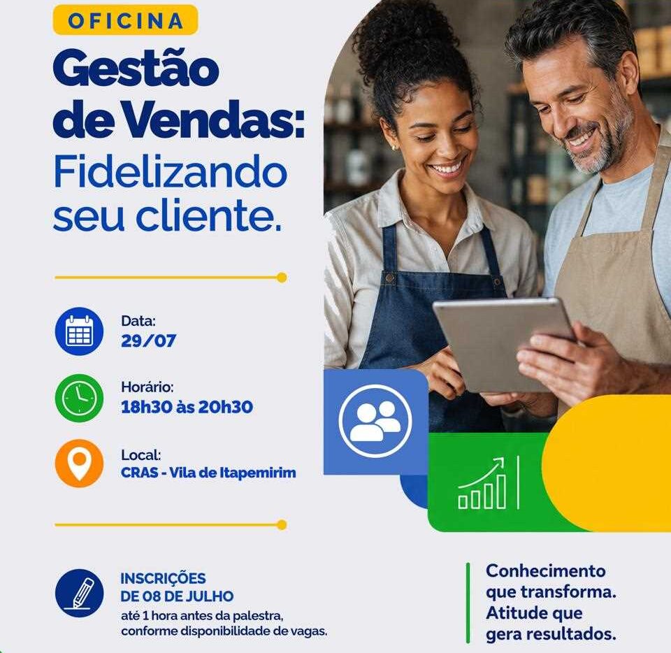 Leia mais sobre o artigo Itapemirim oferece oficina gratuita de gestão de vendas